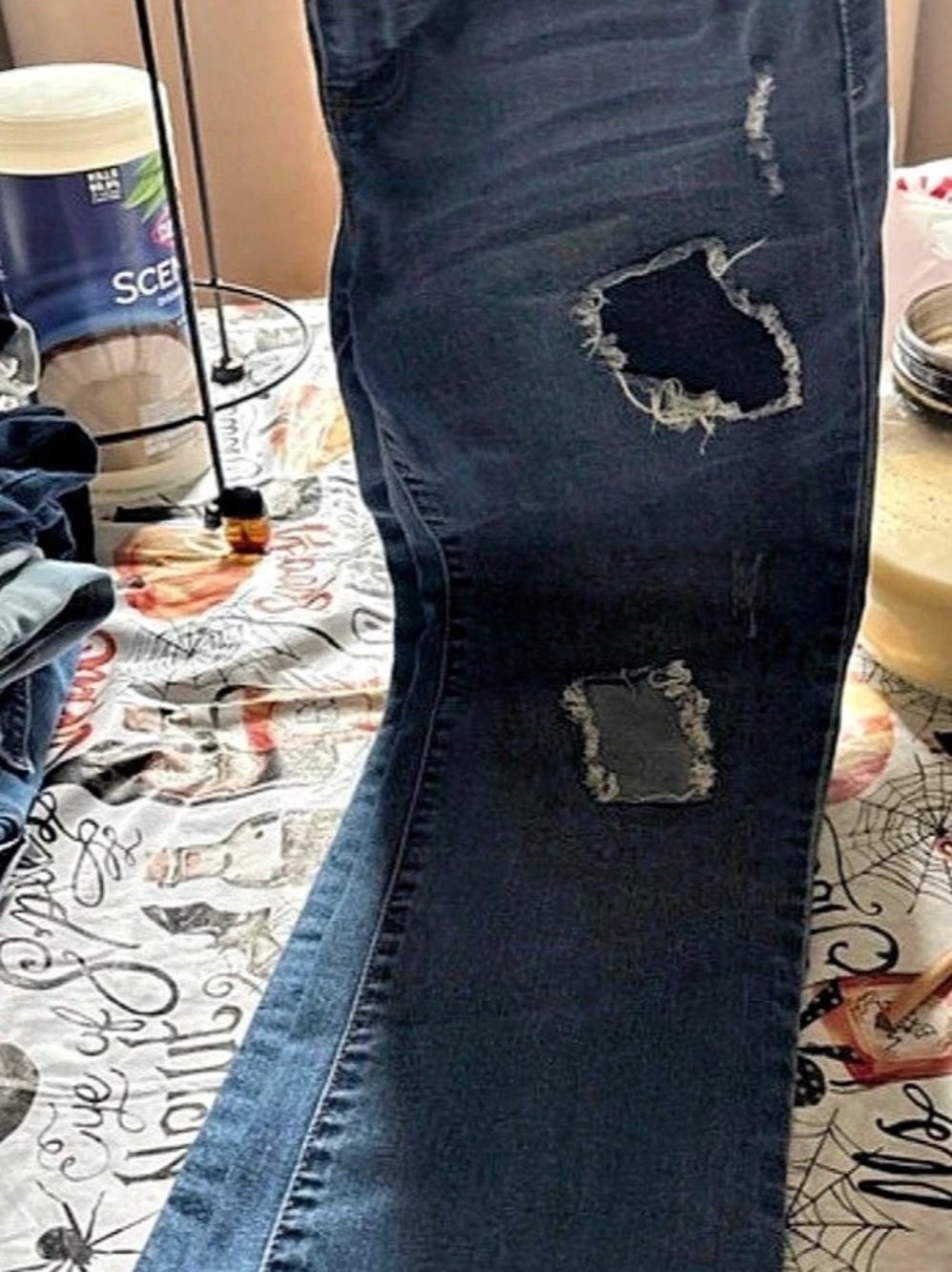 Black Label Distressed Boot Cut Jeans Blue Waist 30